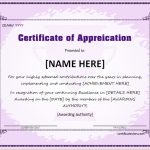 Certificates Of Appreciation Templates For Word | Professional regarding Template For Certificate Of Appreciation In Microsoft Word