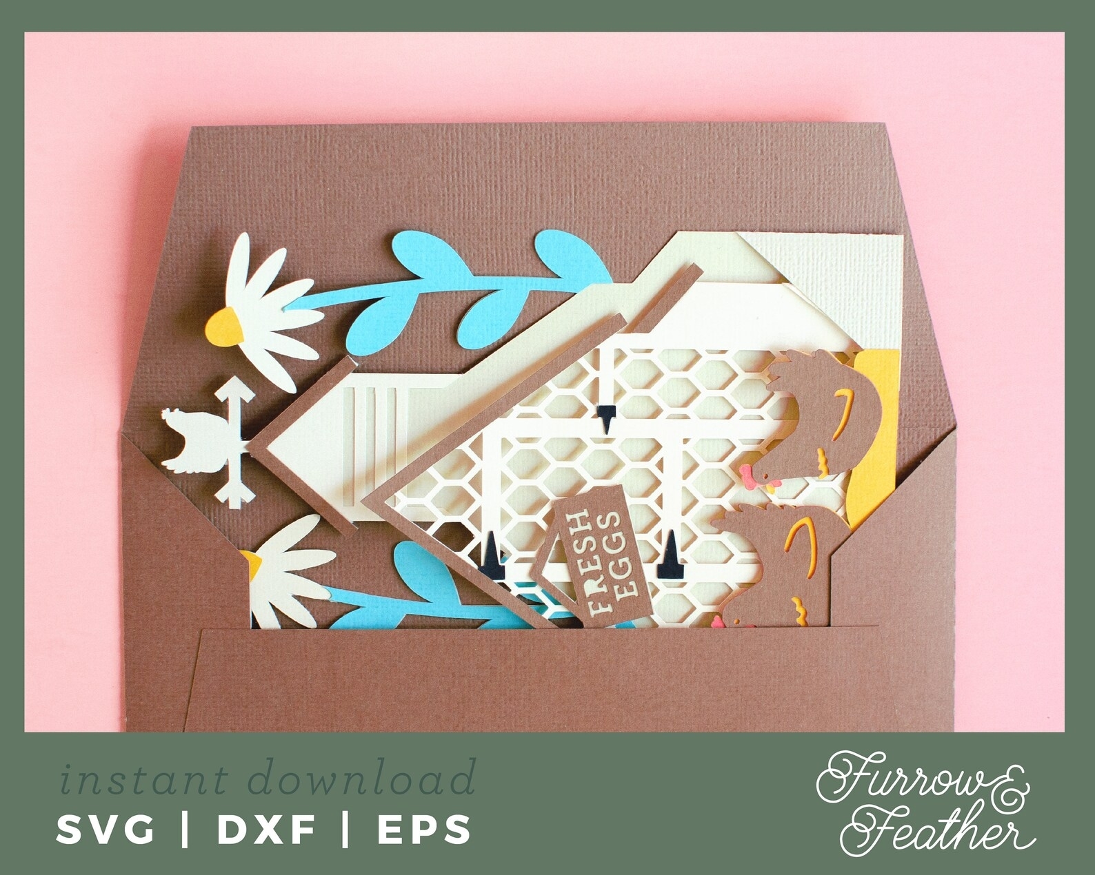 Chicken Coop Pop Up Box Card Template 3D Papercut Svg Card | Etsy With Regard To Pop Up Box Card Template