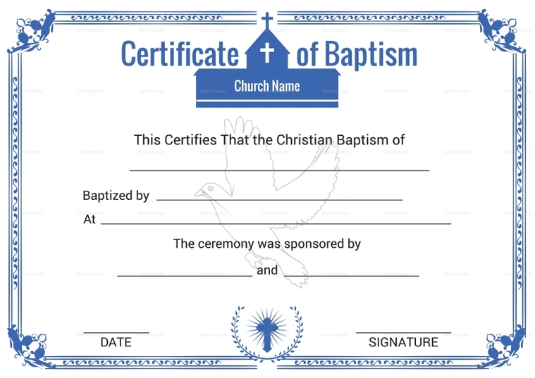 Christian Baptism Certificate Template In Adobe Photoshop, Microsoft Word inside Christian Certificate Template