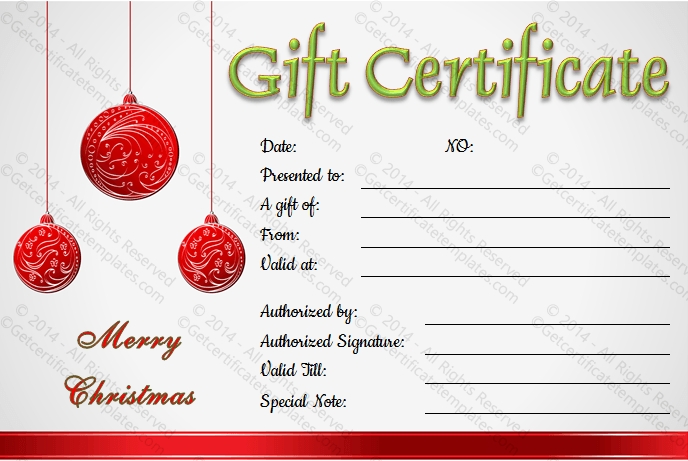 Christmas Balls Gift Certificate Template Regarding Homemade Christmas Gift Certificates Templates