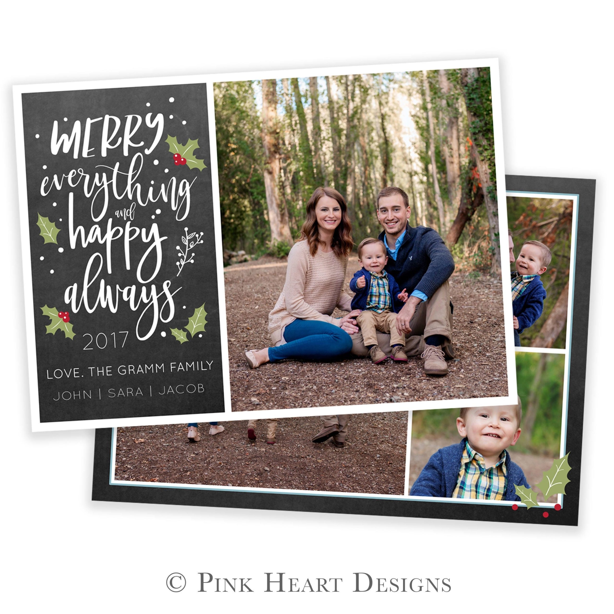 Christmas Card Template – Floral Christmas Card – Christmas Template Regarding Christmas Photo Card Templates Photoshop