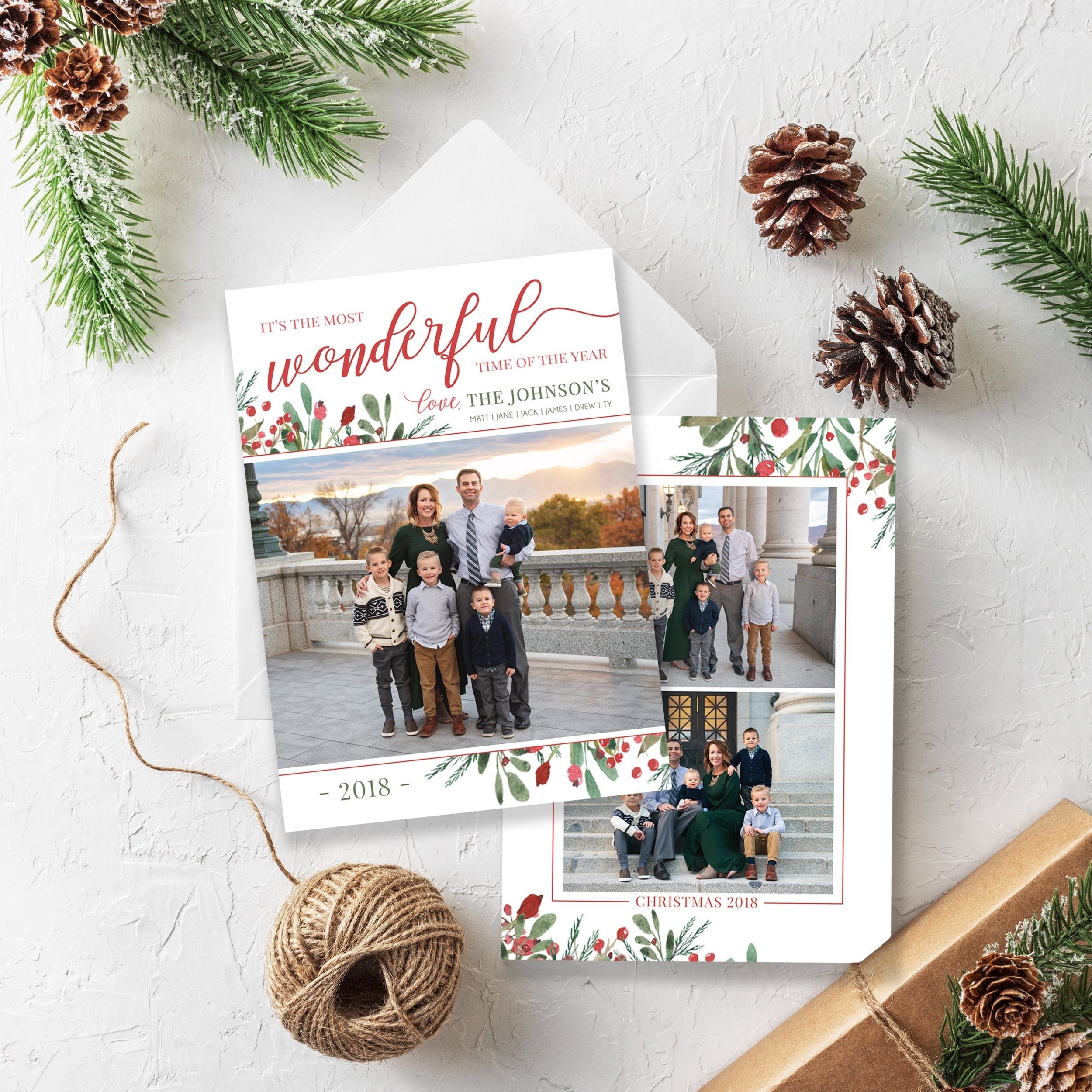 Christmas Card Template - Most Wonderful Time Of The Year - Photo with Free Photoshop Christmas Card Templates For Photographers