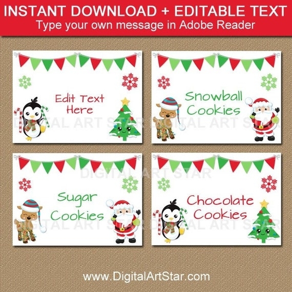 Christmas Food Labels Printable, Editable Christmas Labels, Christmas With Regard To Celebrate It Templates Place Cards