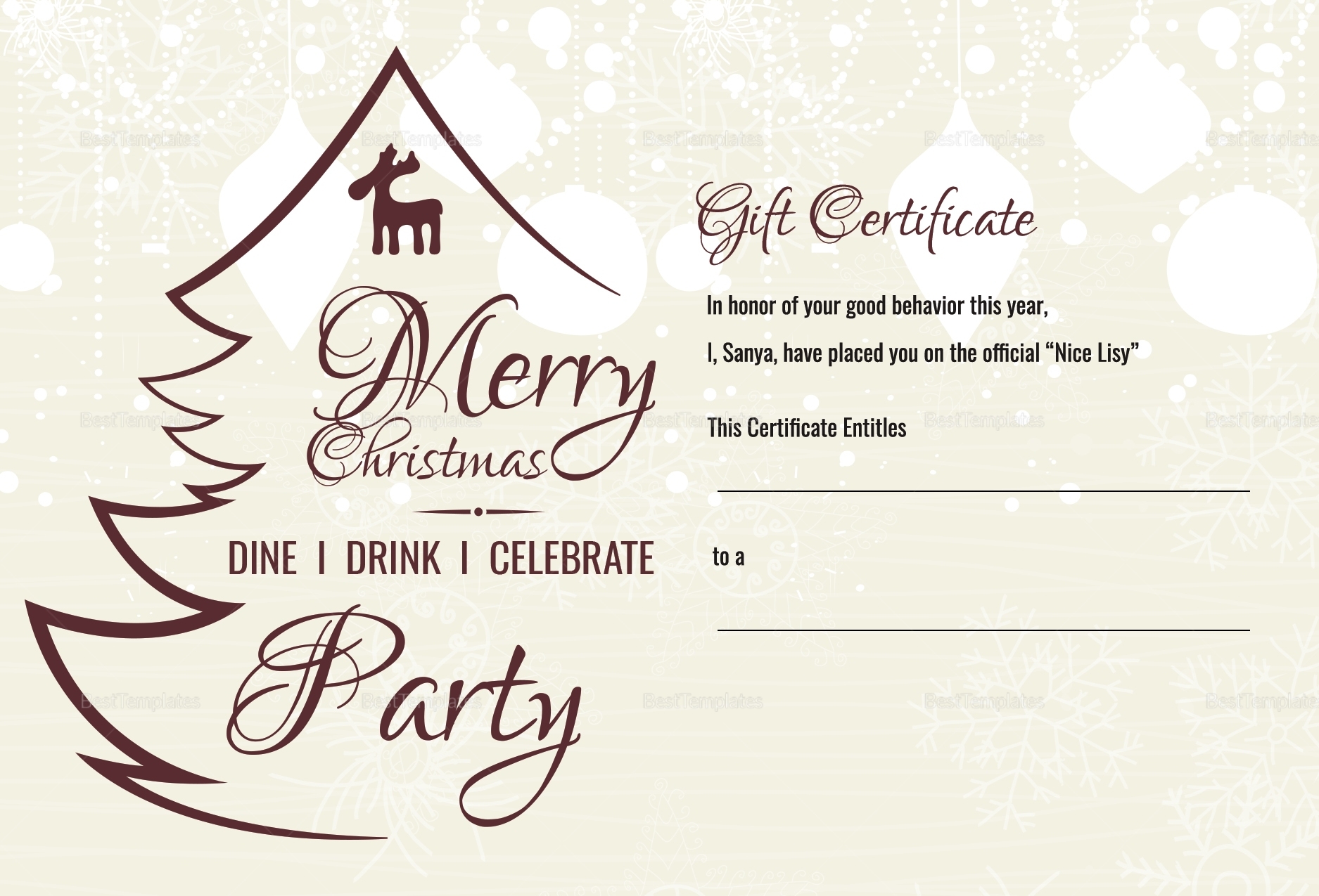 Christmas Gift Certificate Template In Adobe Photoshop With Regard To Merry Christmas Gift Certificate Templates