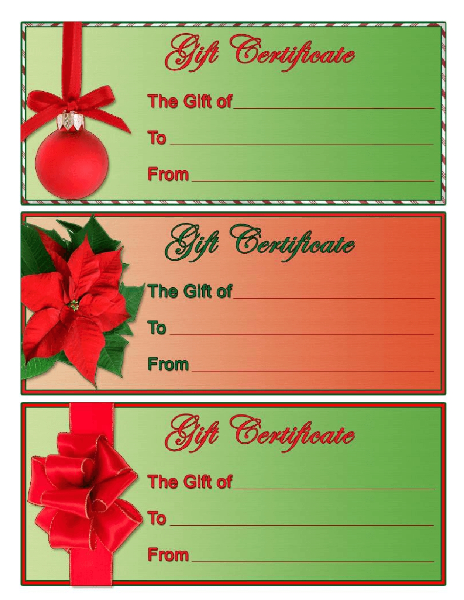 Christmas Gift Certificate Templates Download Fillable Pdf | Templateroller For Printable Gift Certificates Templates Free