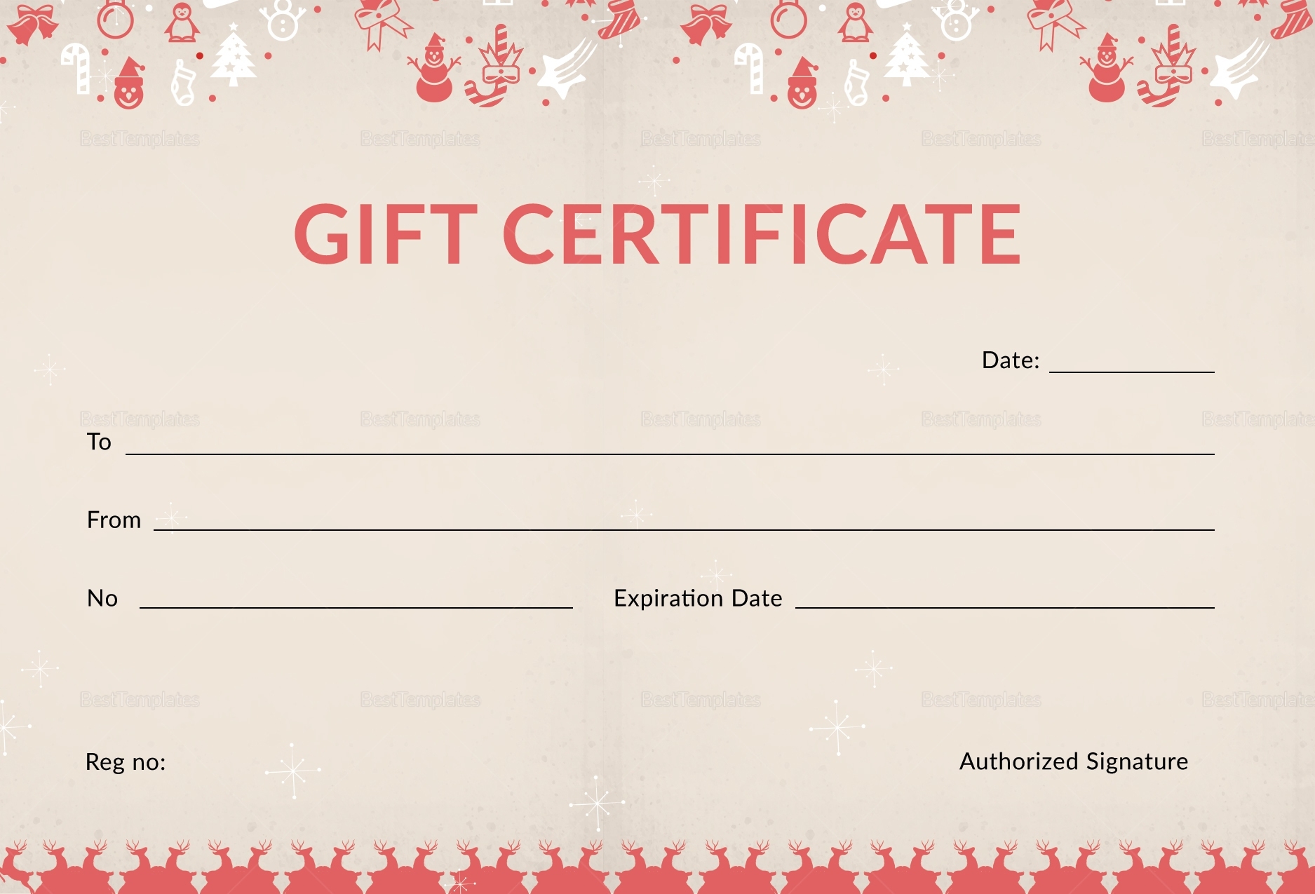 Christmas Holiday Gift Certificate Template In Adobe Photoshop In Merry Christmas Gift Certificate Templates