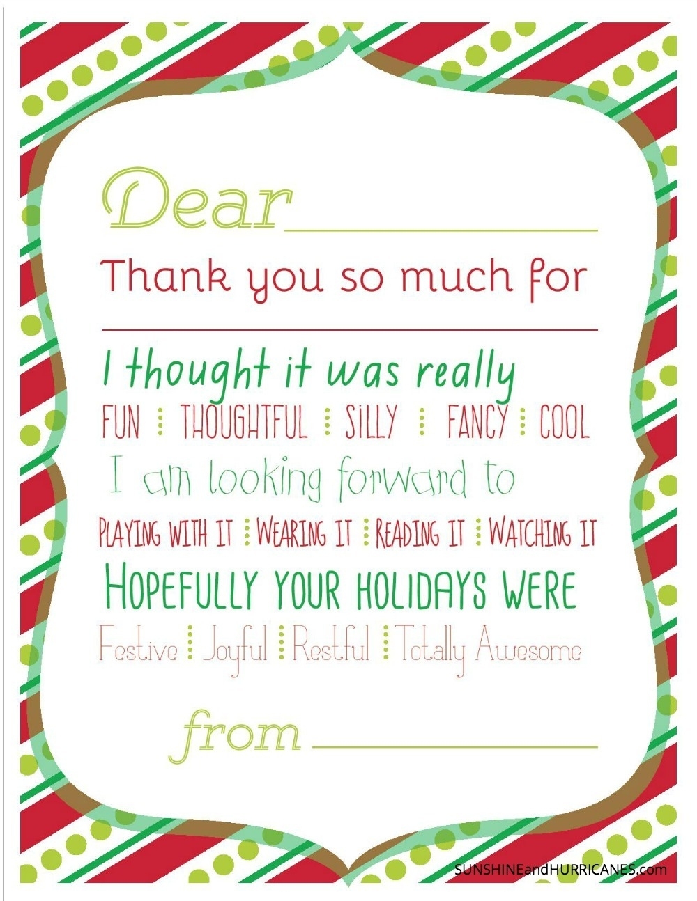 Christmas Printable Thank You Cards For Kids Pertaining To Thank You Note Card Template