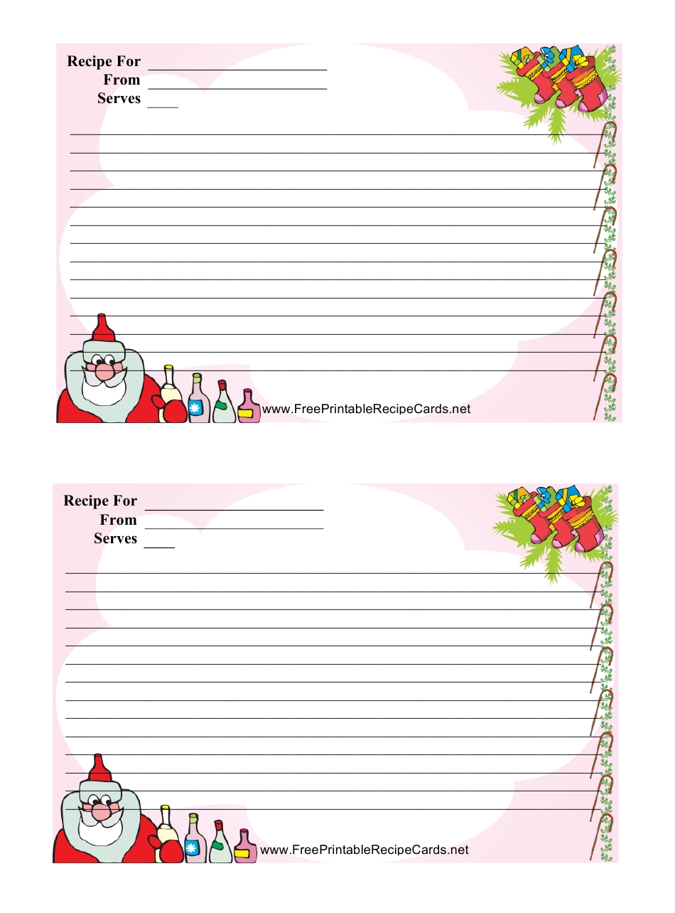 Christmas Recipe Card Template - 2 Per Page Download Printable Pdf Within Christmas Card List Template
