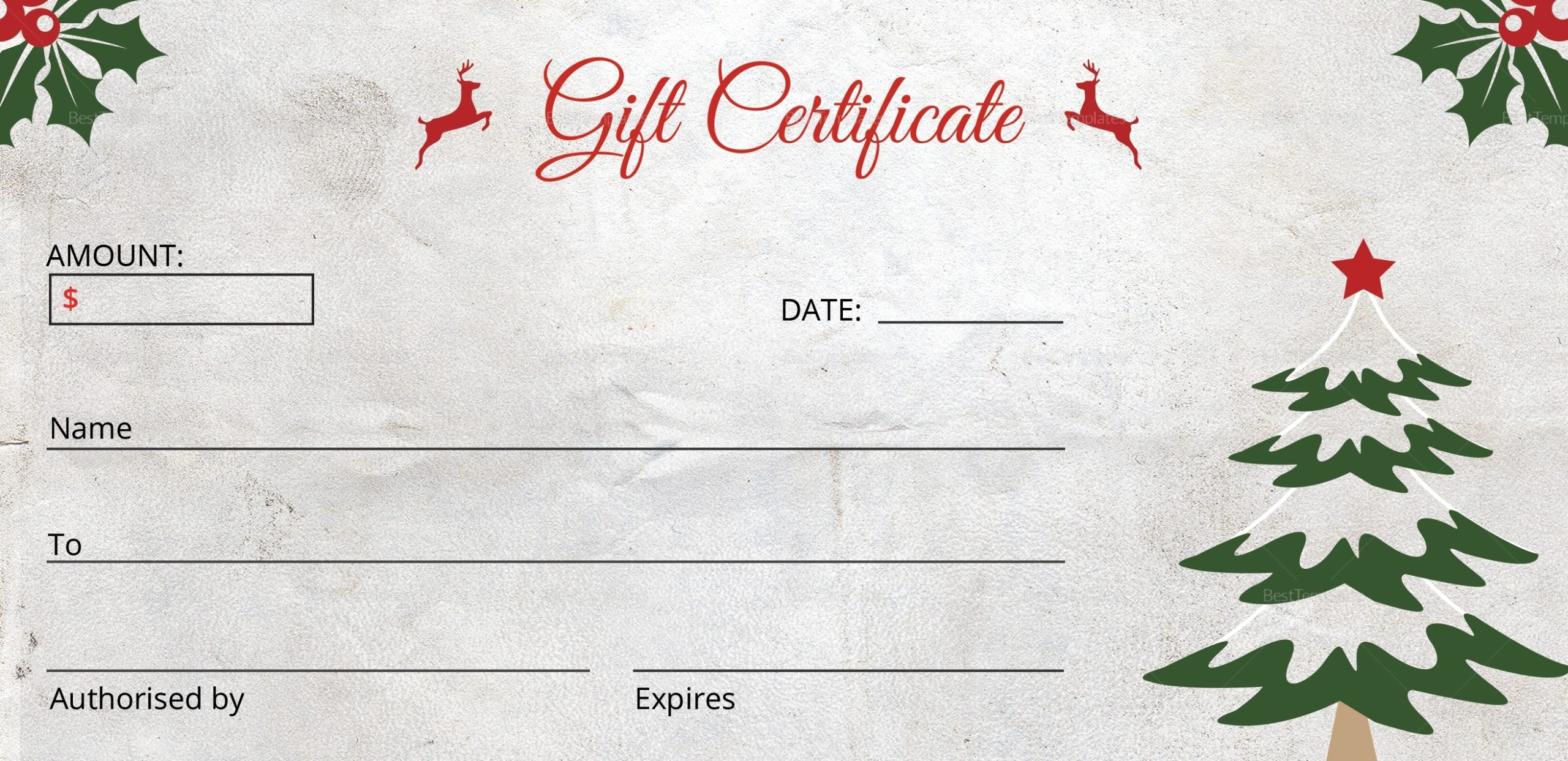 Christmas Tree Gift Certificate Template In Adobe Photoshop Throughout Free Christmas Gift Certificate Templates