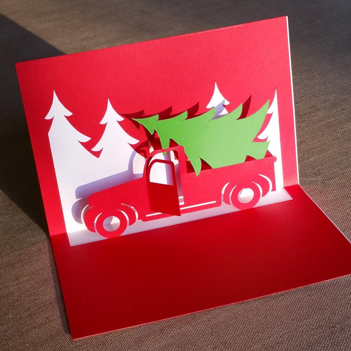 Christmas Truck Popup Card Template Svg &amp; Pdf For Cricut, Silhouette Or intended for Diy Pop Up Cards Templates