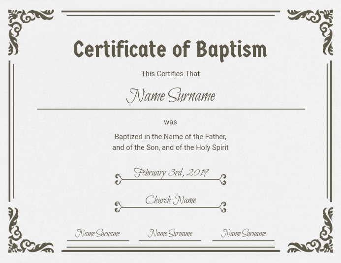 Church Baptism Certificate Template | Postermywall Pertaining To Baptism Certificate Template Word