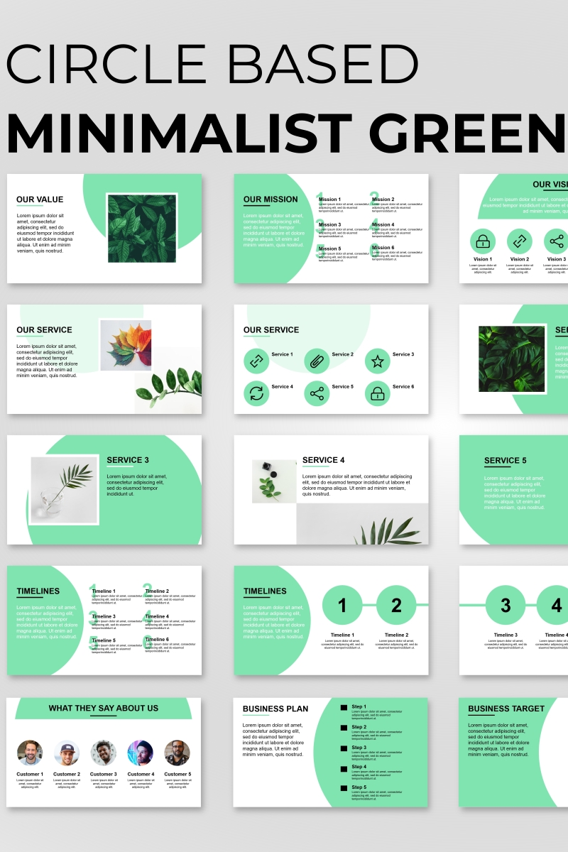 Circle Based Minimalist Green Presentation Powerpoint Template For $21 In What Is A Template In Powerpoint
