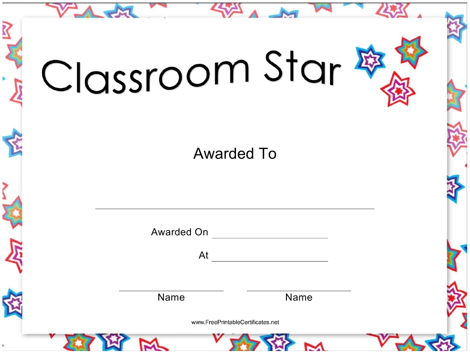 Classroom Star Certificate Template Download Printable Pdf | Templateroller Within Star Certificate Templates Free