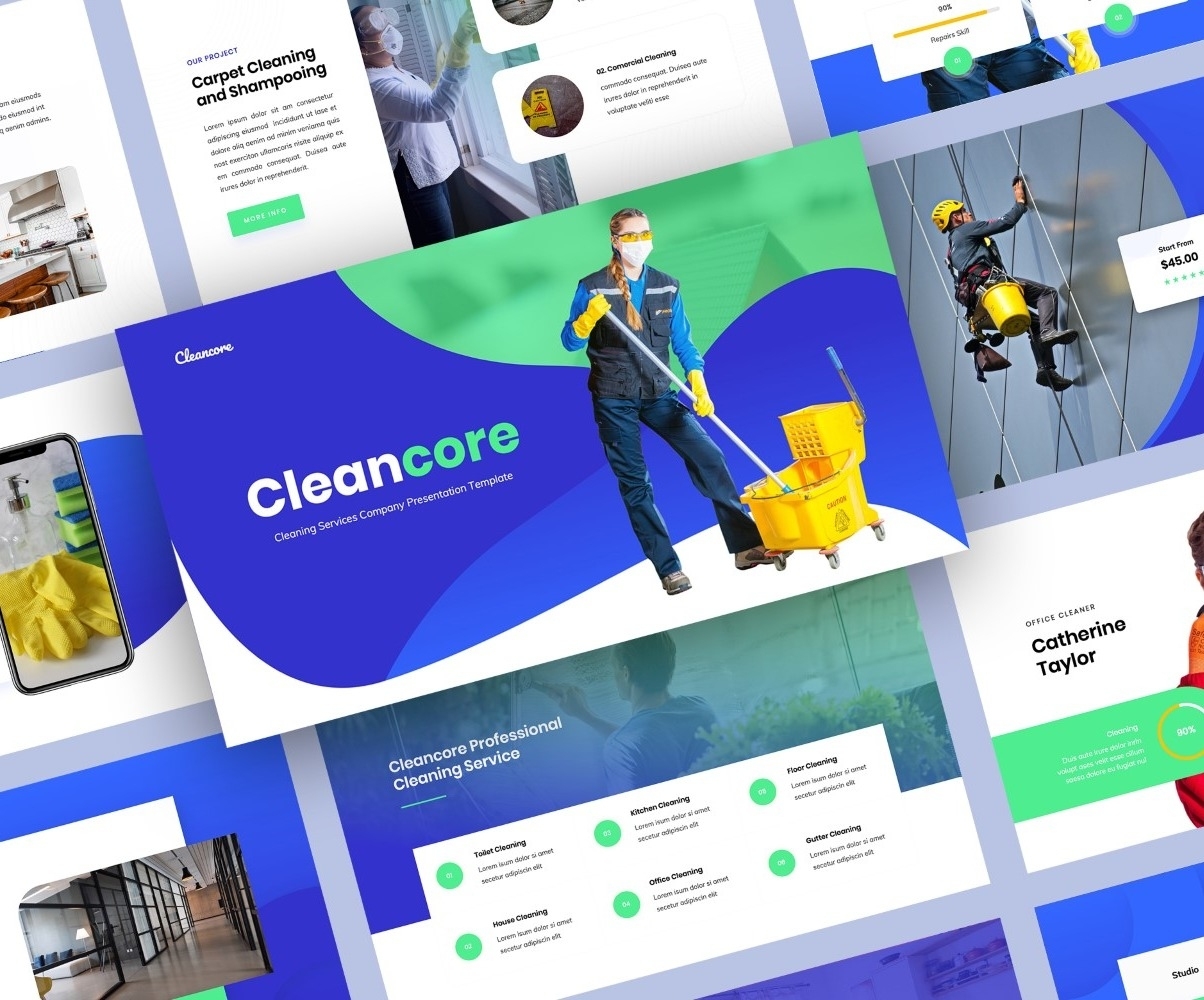 Cleaning Services Company Presentation Powerpoint Template Inside Powerpoint Photo Slideshow Template
