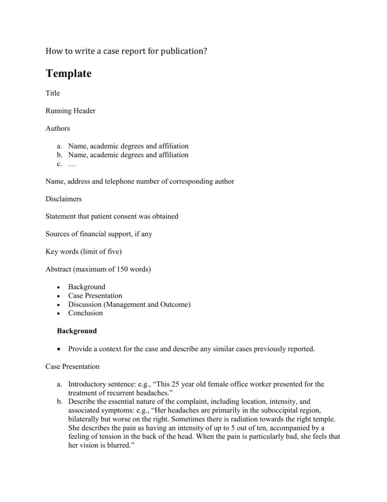 Clinical Case Report Writing Templates For Publication Throughout Trial Report Template