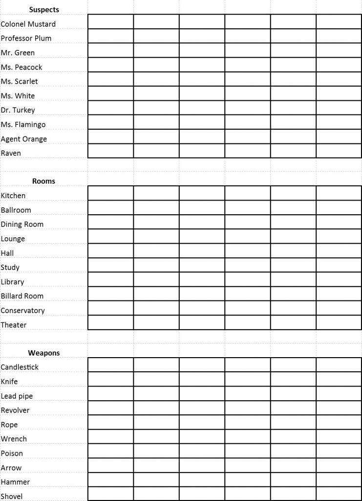 Cluedo Score Cards Printable – Printable Card Free For Clue Card Template