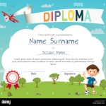 Colorful Kids Summer Camp Diploma Certificate Template Stock Vector Art intended for Summer Camp Certificate Template