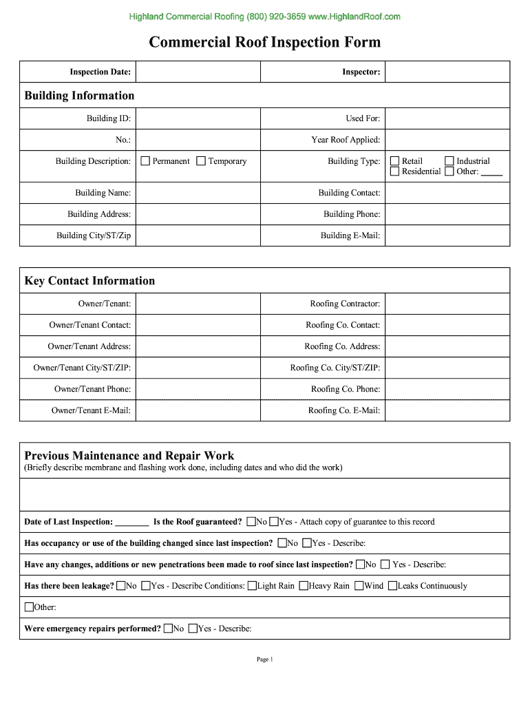 Commercial Roof Inspection Report Template - Fill Online, Printable Pertaining To Commercial Property Inspection Report Template