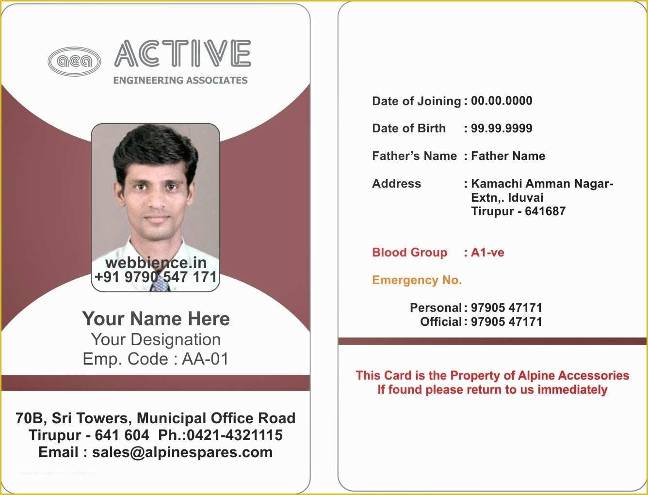 Company Id Template Free Of Template Galleries Employee Id Card For Personal Identification Card Template