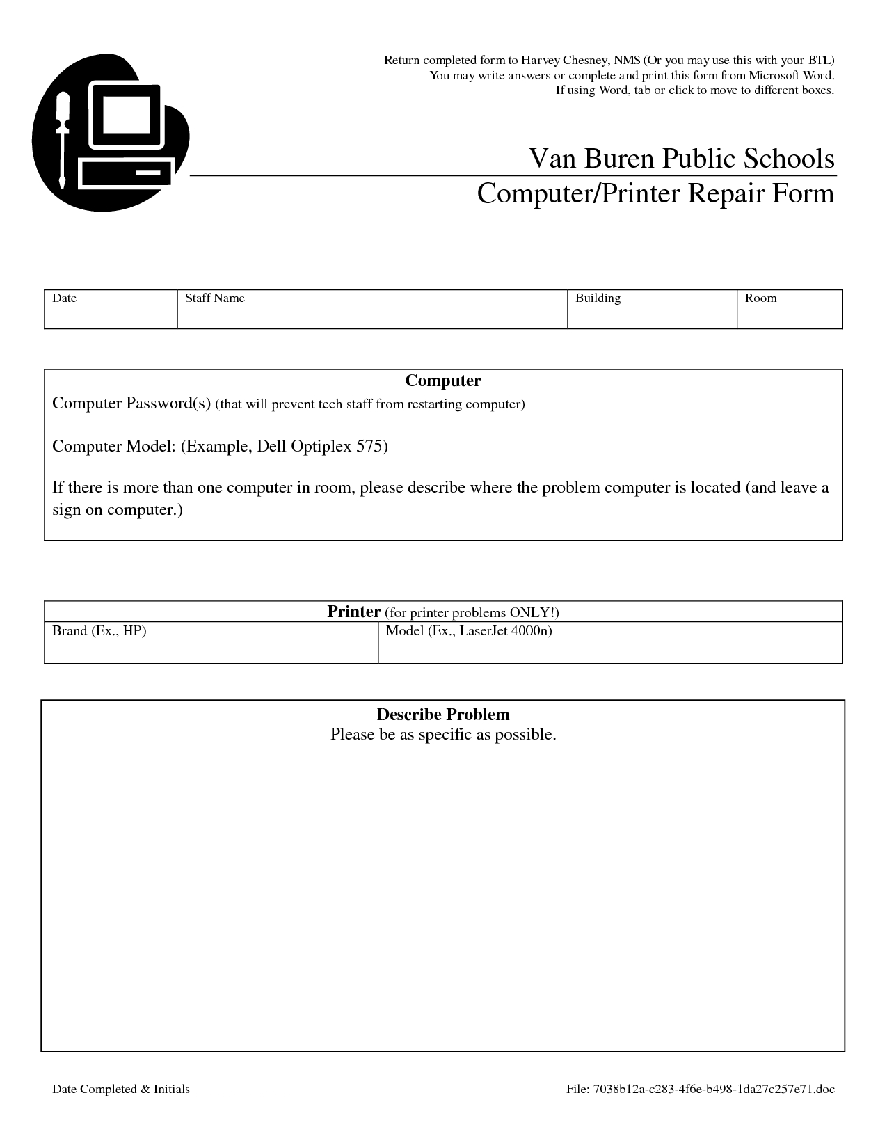 Computer Repair Forms - Free Printable Documents In Computer Maintenance Report Template