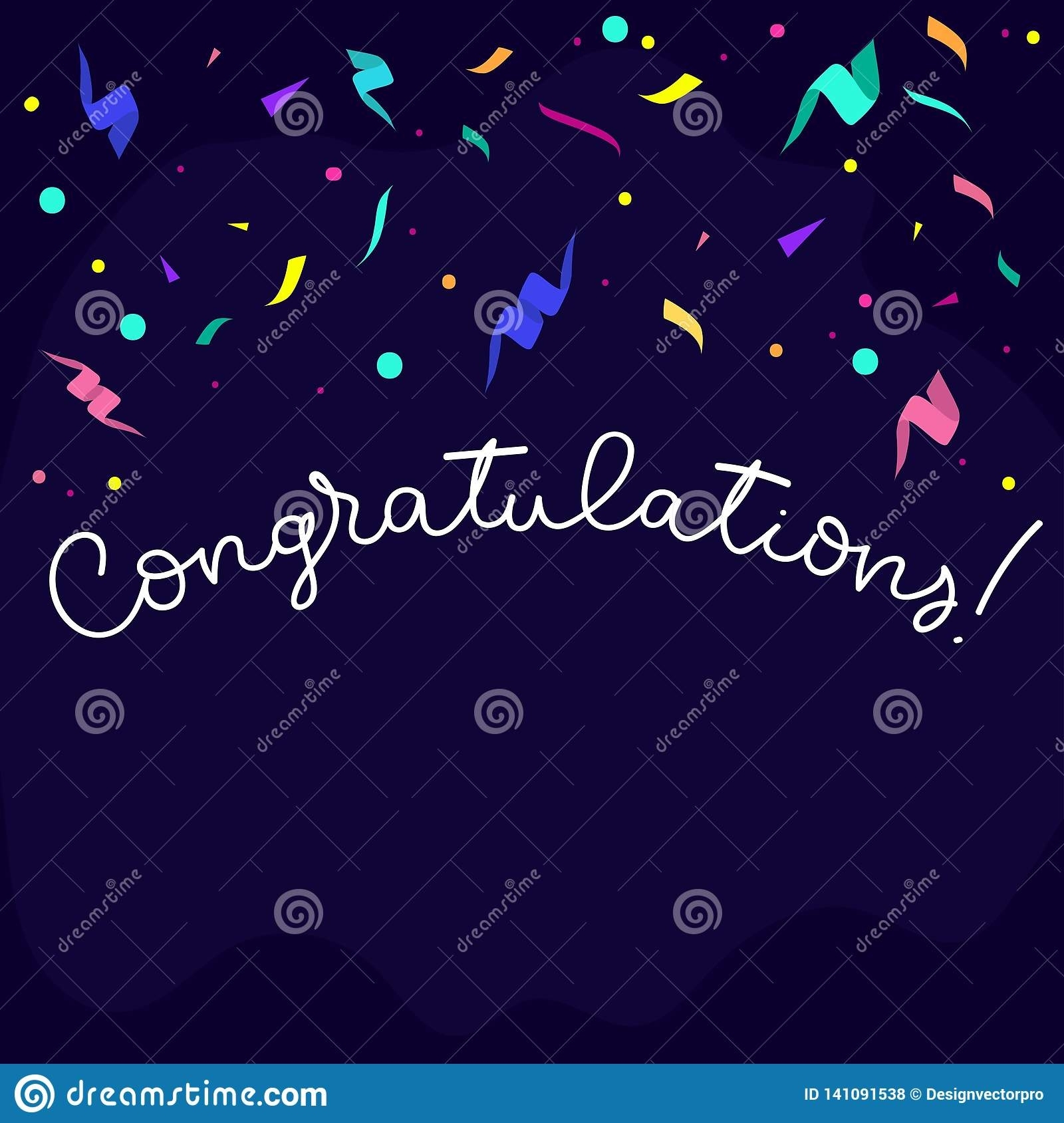 Congratulations Banner Design In Flat Style With Confetti, Ribbons And Pertaining To Congratulations Banner Template