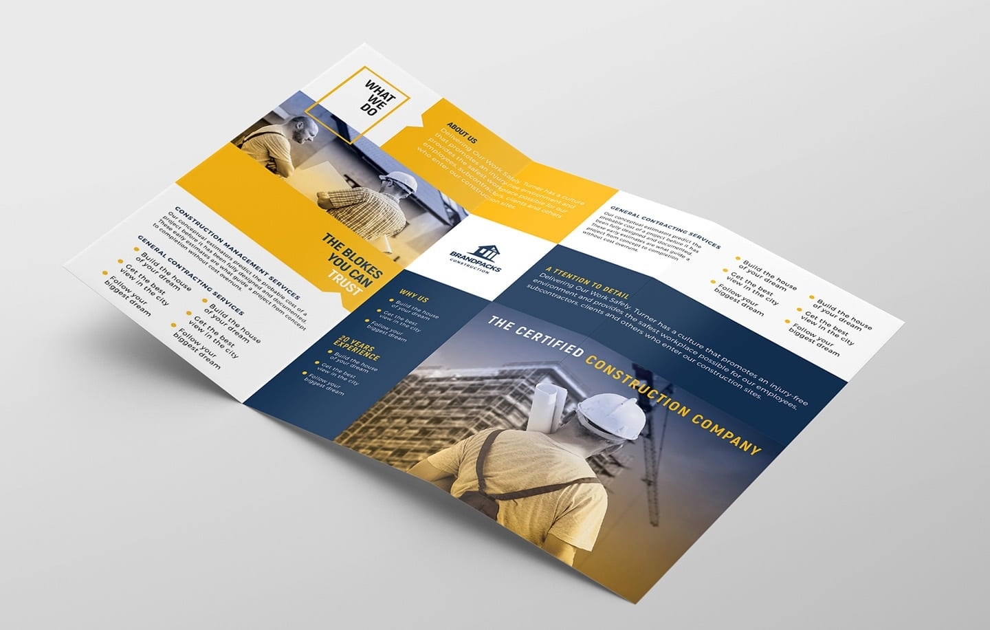 Construction Company Tri Fold Brochure Template In Psd, Ai & Vector Regarding Tri Fold Brochure Template Illustrator