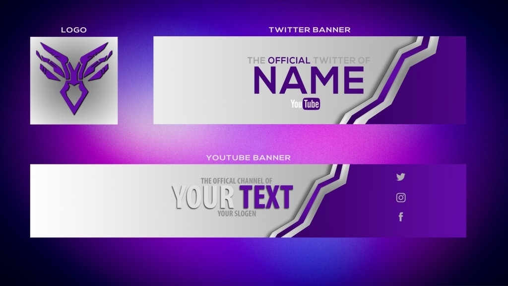 Cool Purple Youtube Banner Template | Stream Design Elements with regard to Youtube Banner Template Size