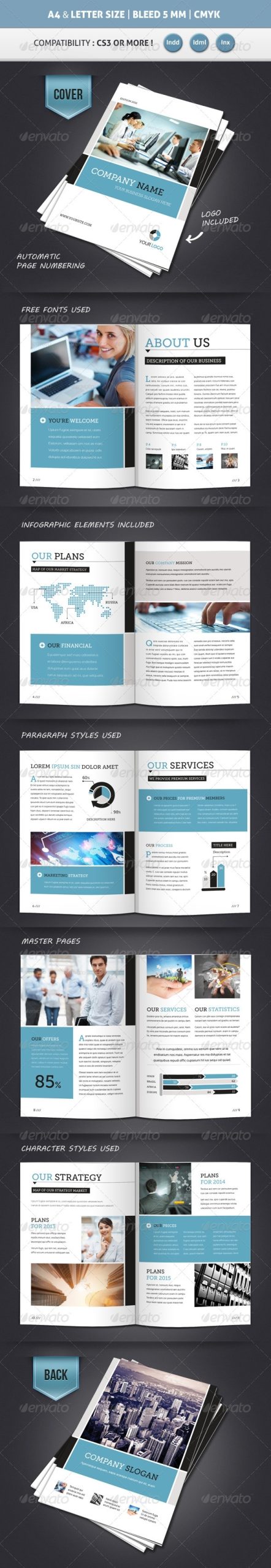 Corporate Brochure Template A4 & Letter 12 Pages By Franceschi Rene Intended For 12 Page Brochure Template