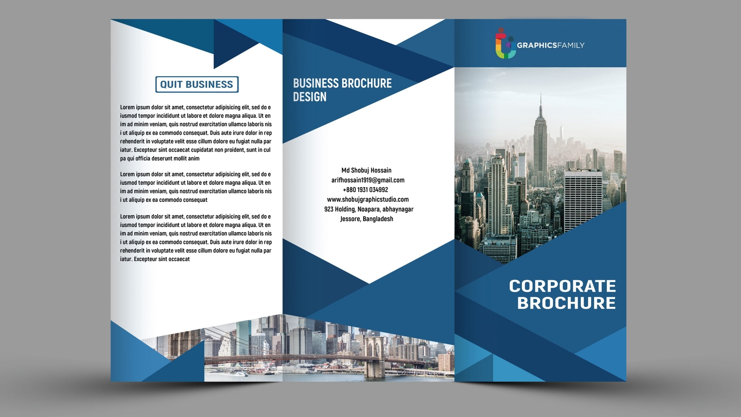 Corporate Business Tri Fold Brochure Design Template Free Psd In Free Tri Fold Business Brochure Templates