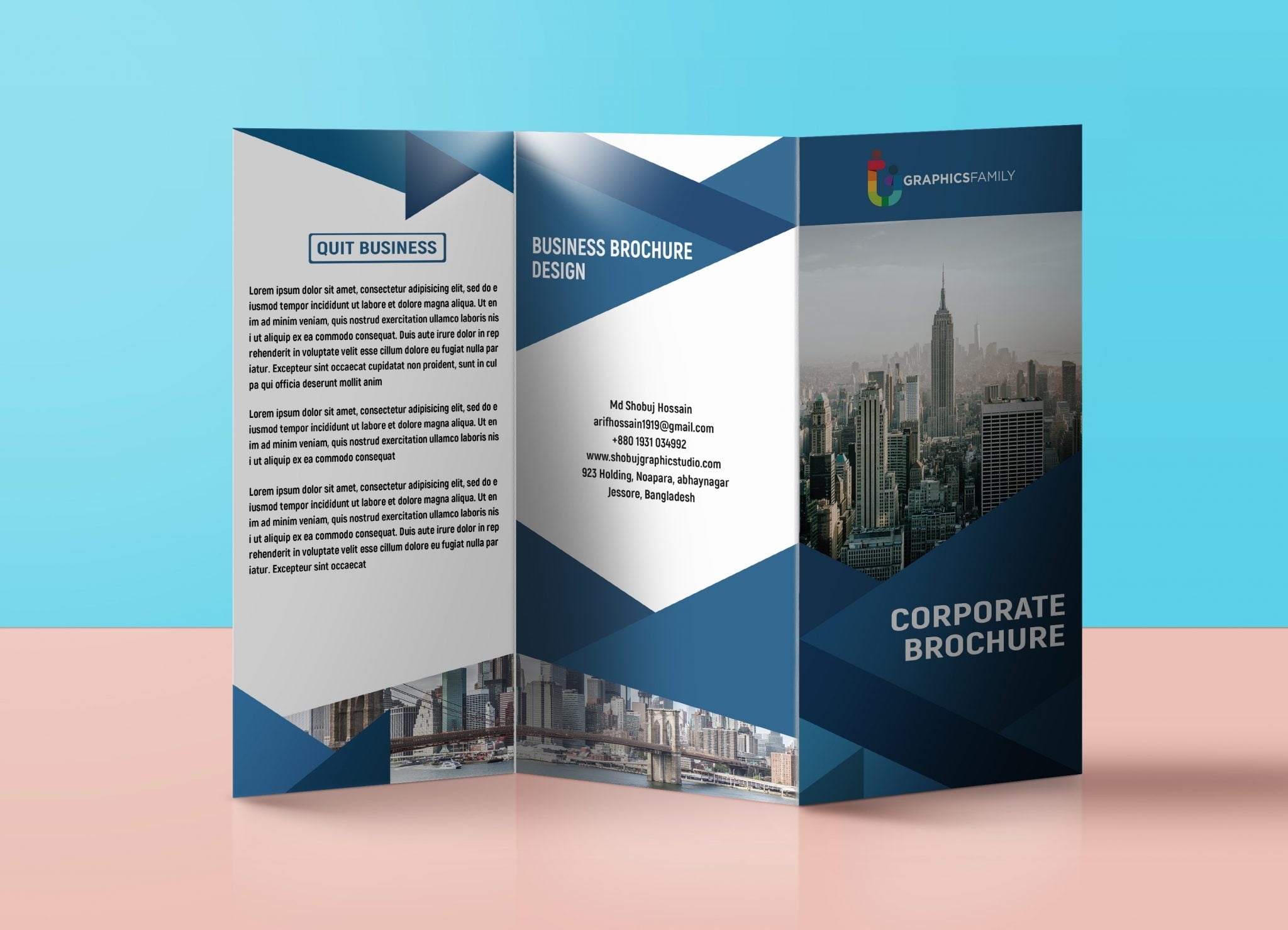 Corporate Business Tri Fold Brochure Design Template Free Psd Pertaining To Free Tri Fold Business Brochure Templates