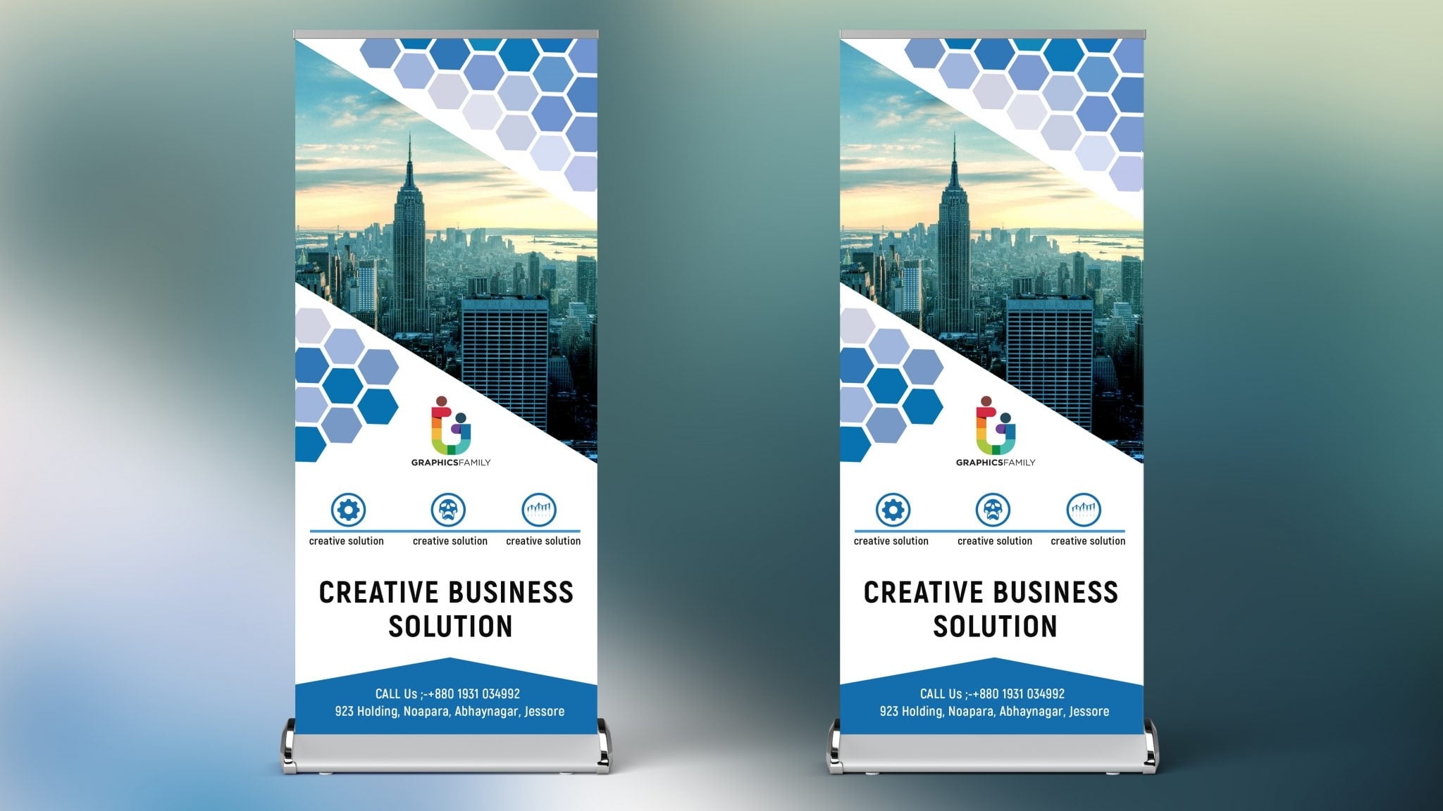 Corporate Polygonal Roll Up Banner Design Template – Graphicsfamily Pertaining To Product Banner Template