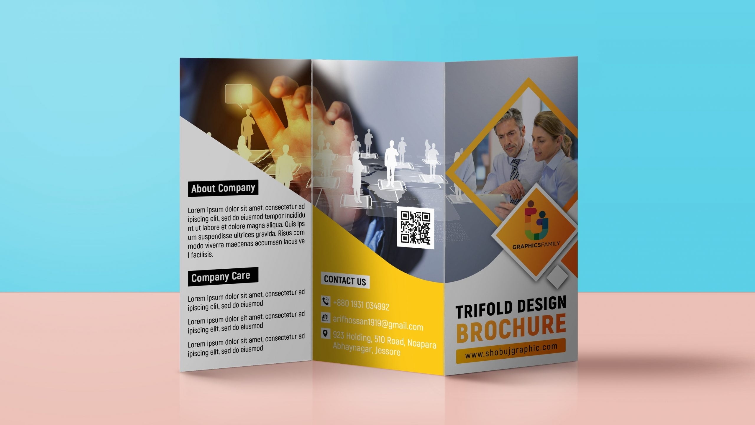 Corporate Trifold Brochure Design Free Template Download – Graphicsfamily Pertaining To Free Tri Fold Business Brochure Templates