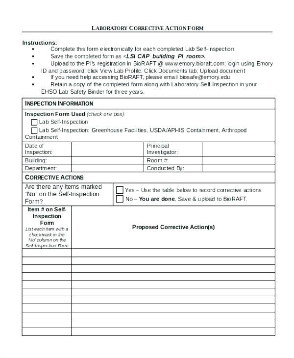 Corrective Action Form Template Manufacturing For Corrective Action Report Template