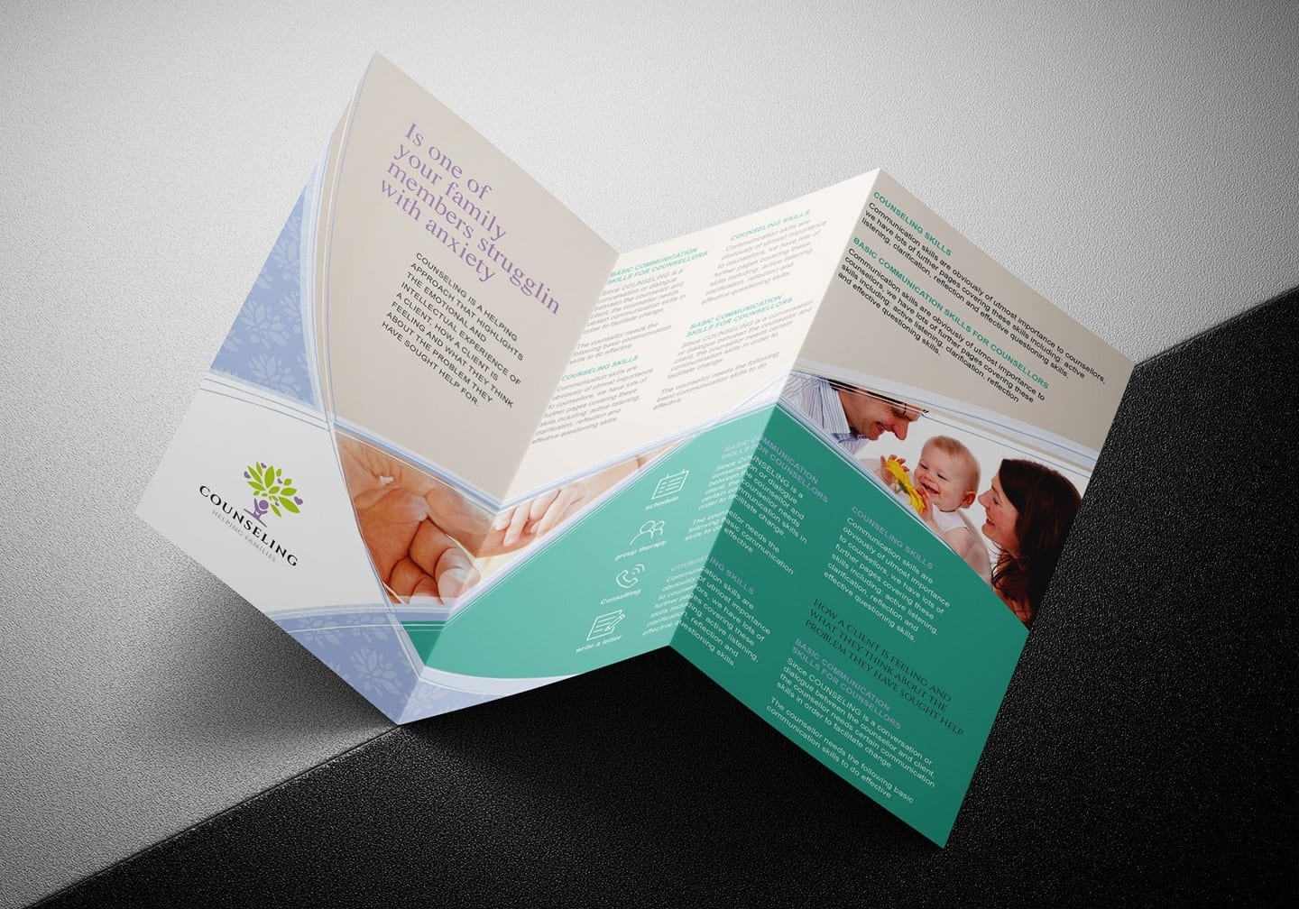 Counselling Service Tri Fold Brochure Template In Psd, Ai & Vector Regarding Free Three Fold Brochure Template