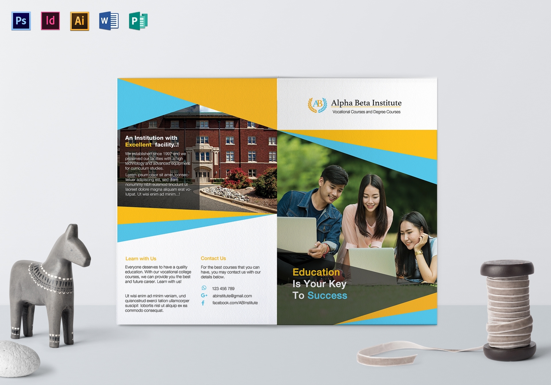 Courses Brochure Design Template In Psd, Word, Publisher, Illustrator For Training Brochure Template
