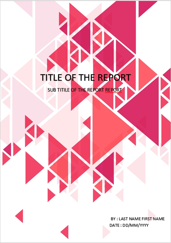 Cover Page - Download Template For Ms Word - Triangles Design Cover With Regard To Cover Pages For Word Templates