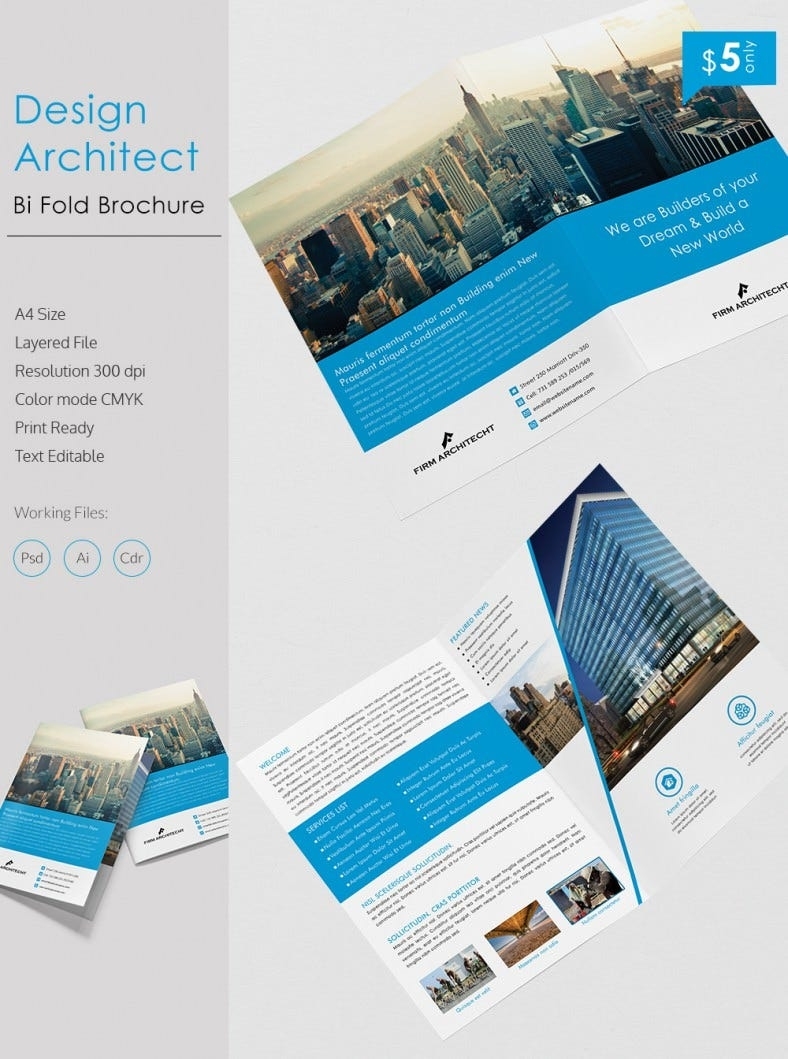 Creative Design Architect A4 Bi Fold Brochure Template | Free & Premium In Creative Brochure Templates Free Download