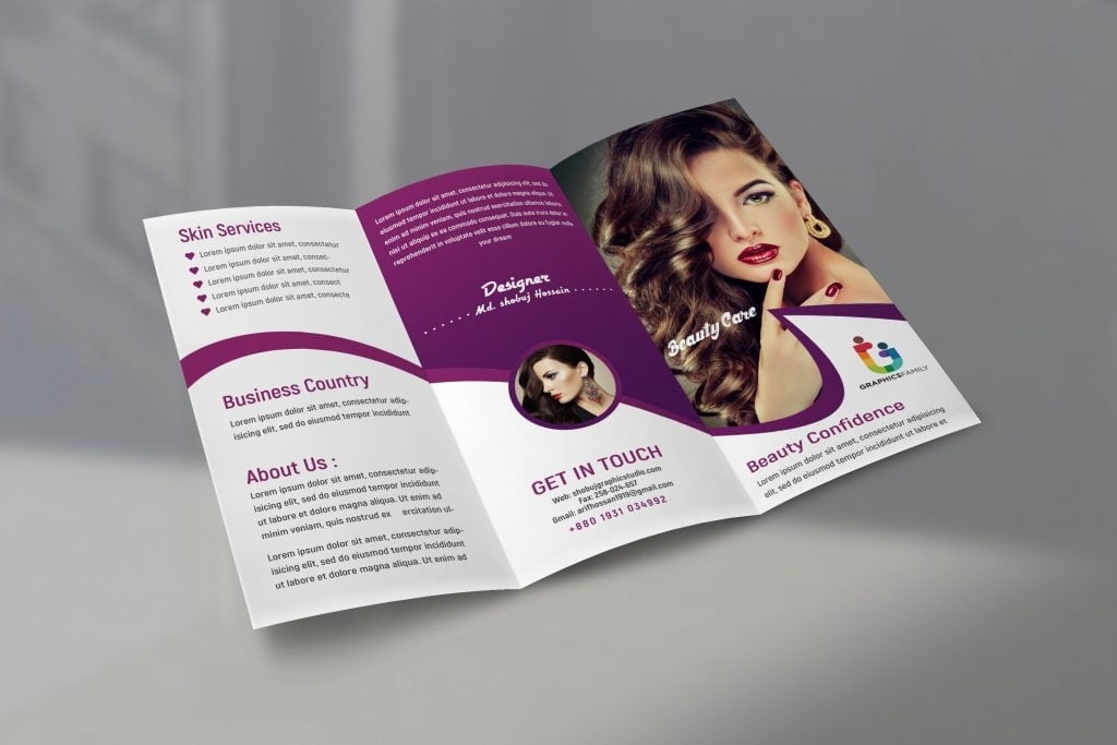 Creative Tri Fold Brochure Design For Beauty Salon Free Psd Inside Creative Brochure Templates Free Download