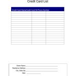 Credit Card List Template Printable Pdf Download For Credit Card Template For Kids