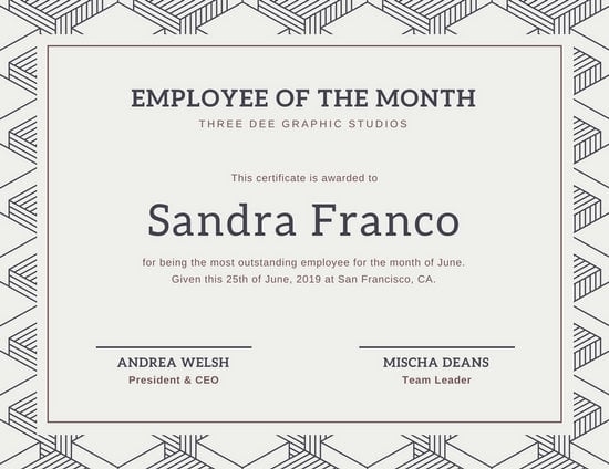 Customize 1,508+ Employee Of The Month Certificate Templates Online – Canva With Employee Of The Month Certificate Templates