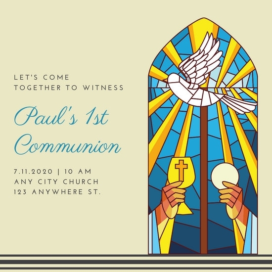 Customize 319+ First Communion Invitation Templates Online – Canva Inside Free Printable First Communion Banner Templates