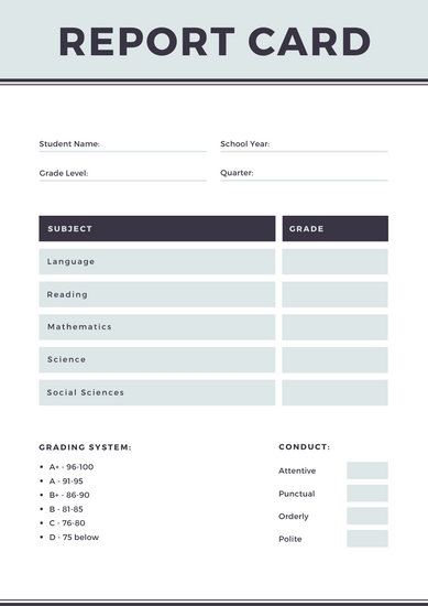 Customize 34+ Homeschool Report Card Templates Online – Canva Inside Homeschool Middle School Report Card Template