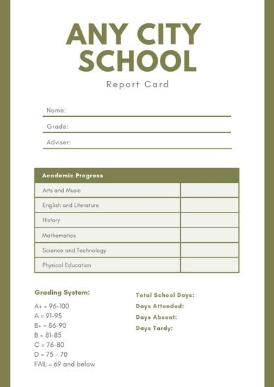 Customize 388+ Middle School Report Card Templates Online - Canva For Report Card Template Middle School