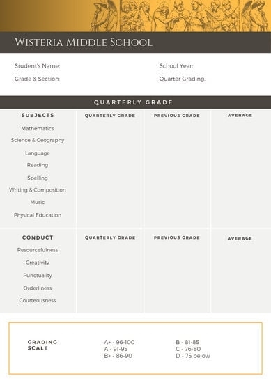 Customize 388+ Middle School Report Card Templates Online – Canva Intended For Middle School Report Card Template