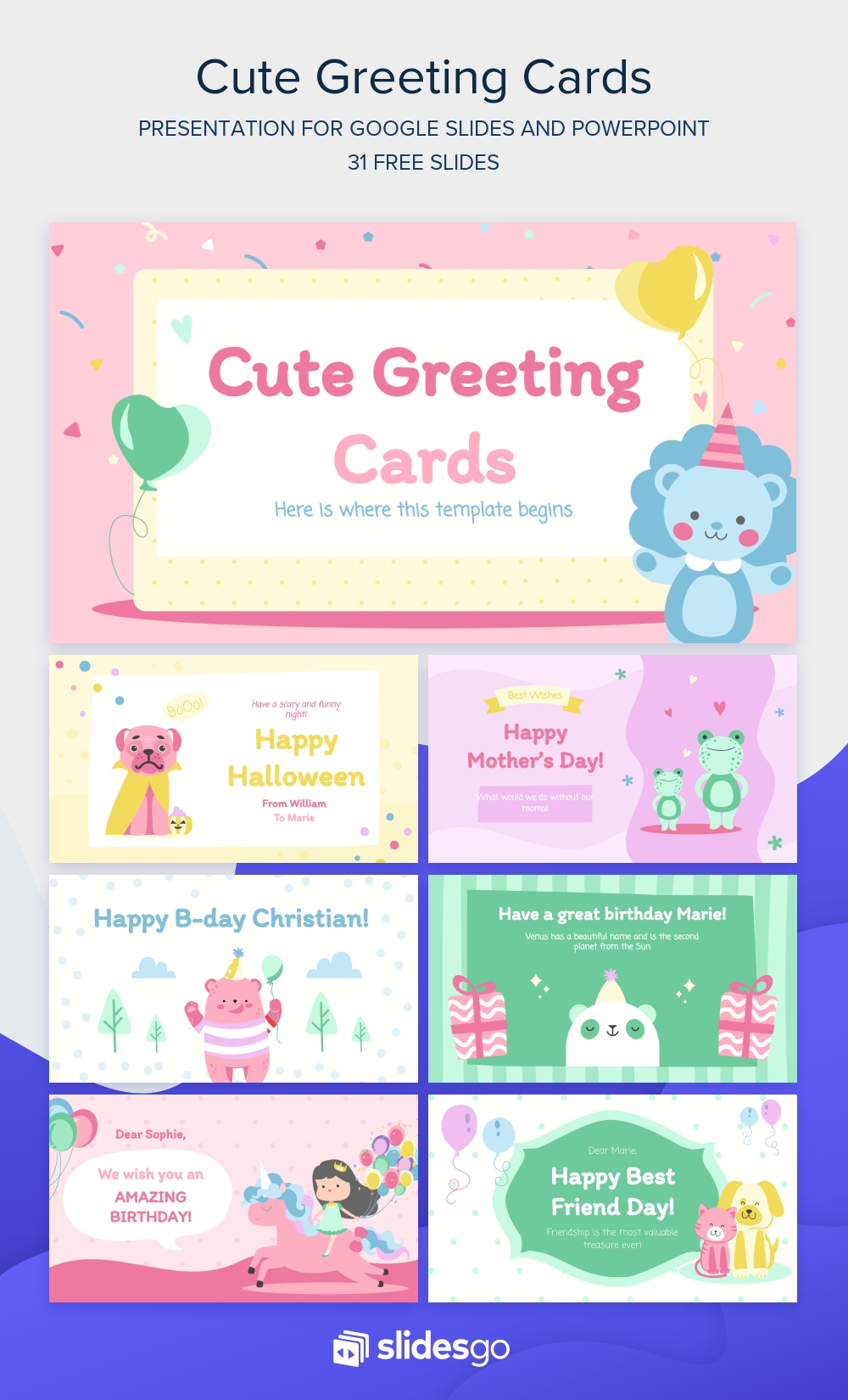 Cute Greeting Cards Google Slides Theme & Ppt Template For Greeting Card Template Powerpoint
