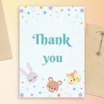 Cute Koala Baby Shower Thank You Card Template Editable Online inside Template For Baby Shower Thank You Cards