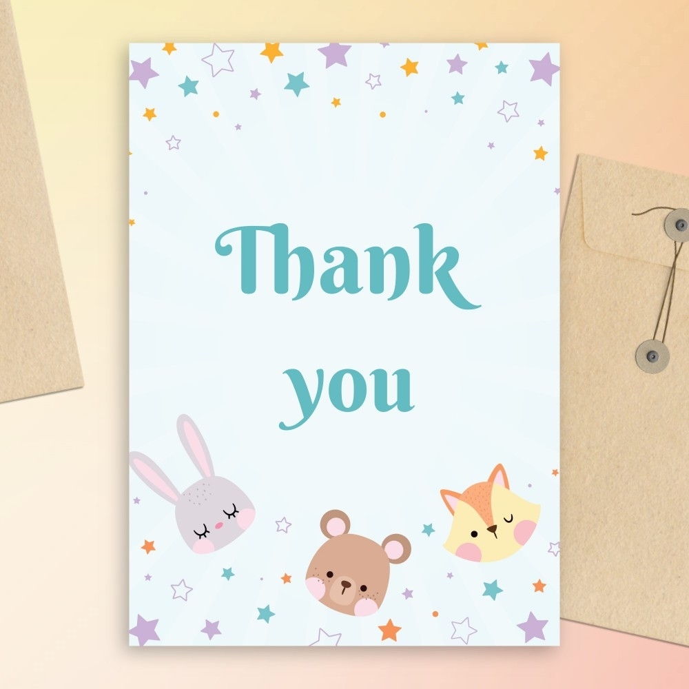 Cute Koala Baby Shower Thank You Card Template Editable Online Inside Template For Baby Shower Thank You Cards
