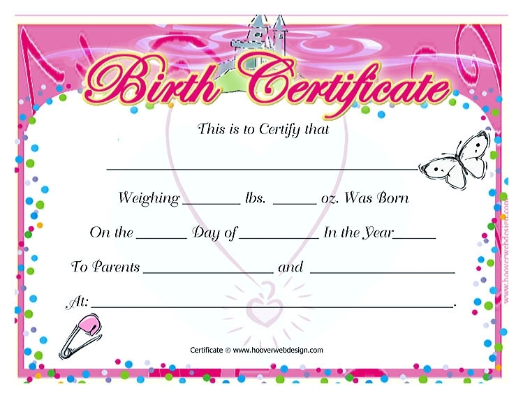 Cute Looking Birth Certificate Template With Regard To Girl Birth Certificate Template