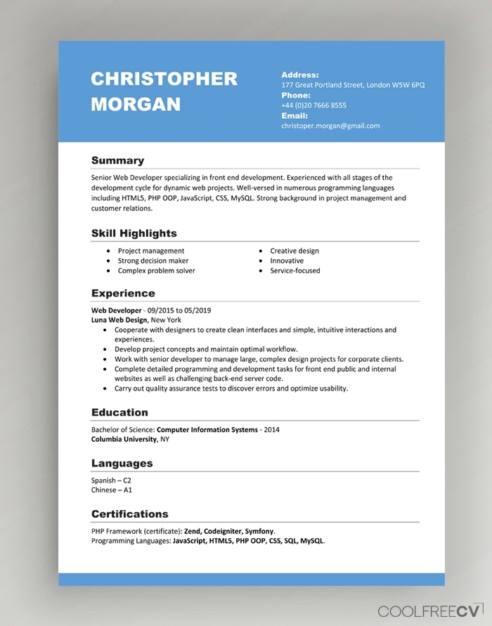 Cv Formate Download / 25 Resume Templates For Microsoft Word Free Download Regarding Microsoft Word Resume Template Free