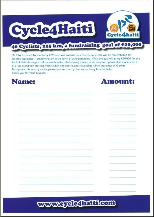 Cycle4Haiti - Dublin To Galway Cycle: Sponsorship Cards Within Sponsor Card Template